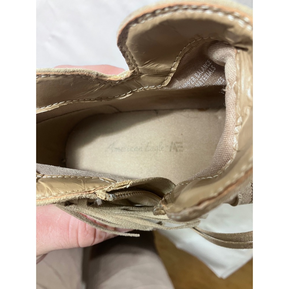 American Eagle Suede Fringe Ankle Boots Taupe Women's Size 7.5 - Picture 6 of 8